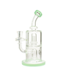 MAV Glass Double Ufo Mini Bent Neck Dab Rig in Sea Foam, Borosilicate Glass, Front View
