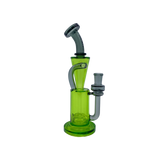 MAV Glass Echo Park Rig in green, 9.5" tall beaker design with recycler, front view on white background