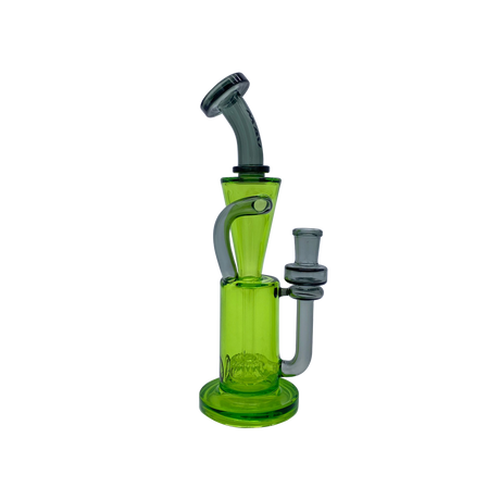 MAV Glass Echo Park Rig in green, 9.5" tall beaker design with recycler, front view on white background