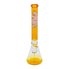MAV Glass 18" Golden Cali Bear Beaker Bong with 50mm diameter and 5mm thickness, front view
