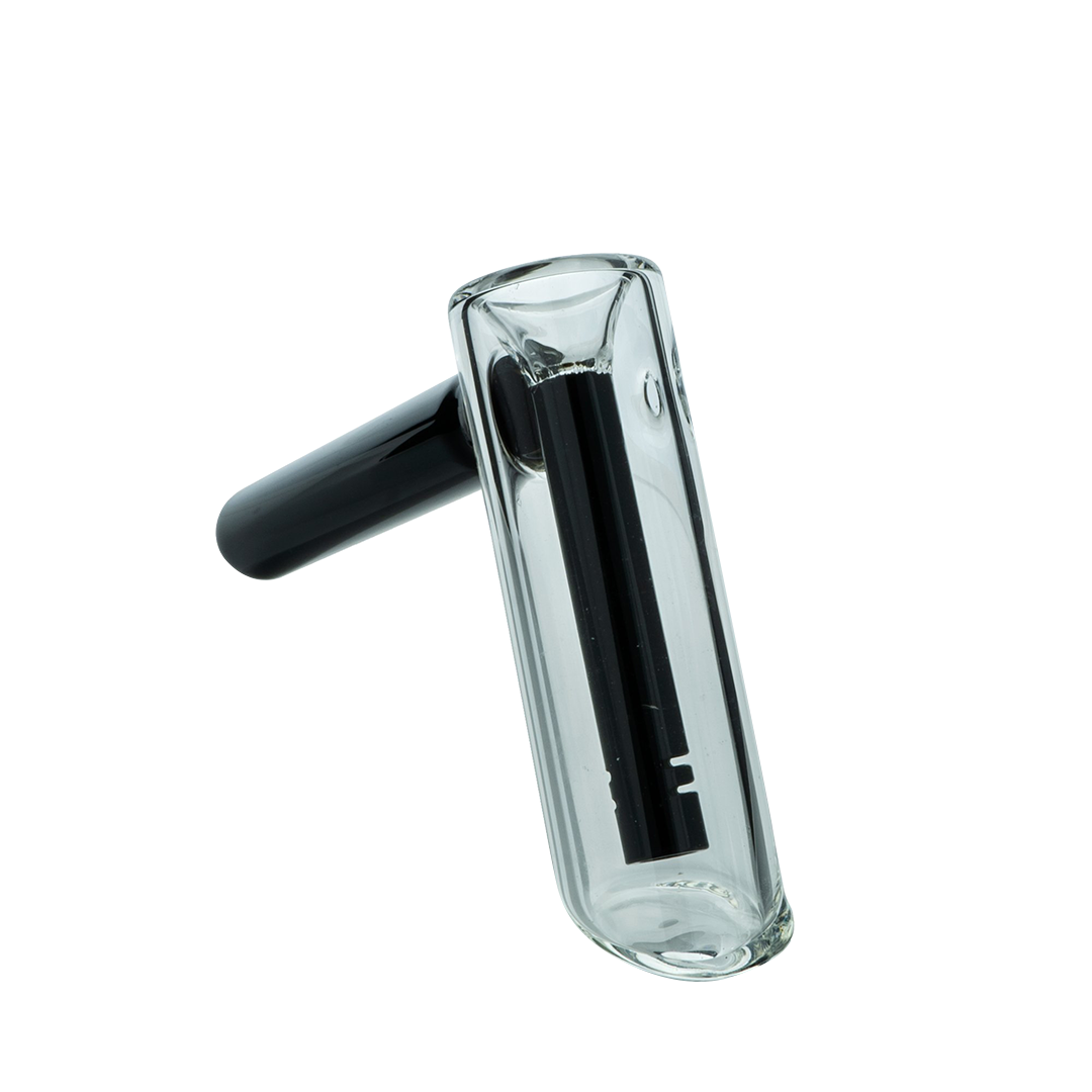 MAV Glass Hammer Bubbler in Black, Compact 4" Beaker Design, Side View on Seamless Background