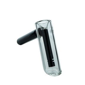 MAV Glass Hammer Bubbler in Black, Compact 4" Beaker Design, Side View on Seamless Background