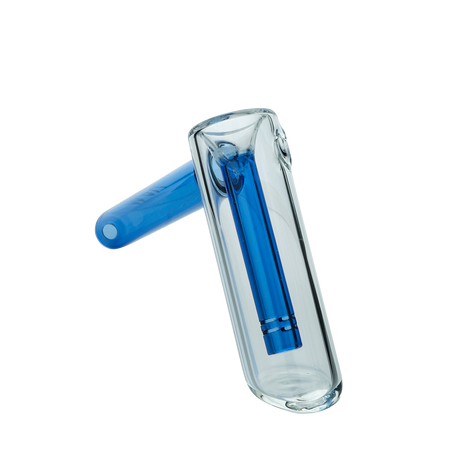 Ink Blue MAV Glass Hammer Bubbler, 4" Height, 6" Length, Portable Design, Side View