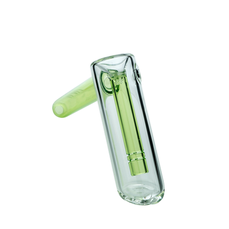 MAV Glass Hammer Bubbler in Ooze Green, Compact 4" Height, Angled Side View
