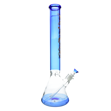 MAV Glass Ink Blue Koi 18" Beaker Bong with intricate design, front view on white background