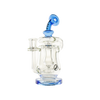 MAV Glass Lido Recycler Dab Rig in Blue with Quartz Beaker Design, Front View on White Background