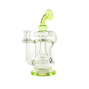 MAV Glass Lido Recycler dab rig with beaker design, 7" height, and 14mm quartz joint - front view