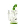 MAV Glass Lido Recycler Dab Rig in Slime variant, 7" height with Quartz material, front view on white background