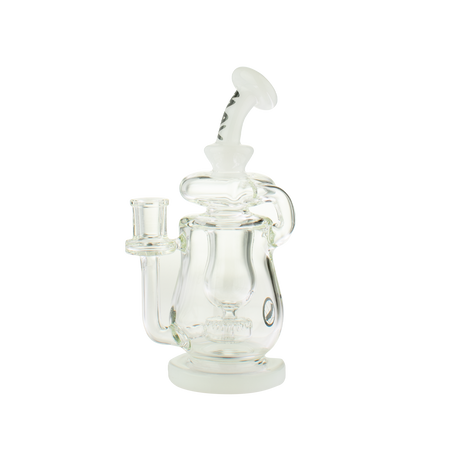 MAV Glass Lido Recycler Dab Rig in White with Quartz Material and Beaker Design, 7" Height, Front View