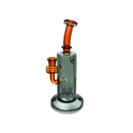 MAV Glass Long Beach Rig in Amber and Smoke, 7" Beaker Design with Tree Percolator, Front View