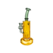 MAV Glass Long Beach Rig in Smoke and Gold variant, 7" tree percolator dab rig with glass on glass joint
