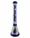 MAV Glass Manhattan Pyramid Perc Beaker Bong in Black Purple, Front View, 18" Tall, Borosilicate Glass