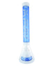 MAV Glass Manhattan Pyramid Perc Beaker Bong in White Ink Blue, 18" tall, front view on white background