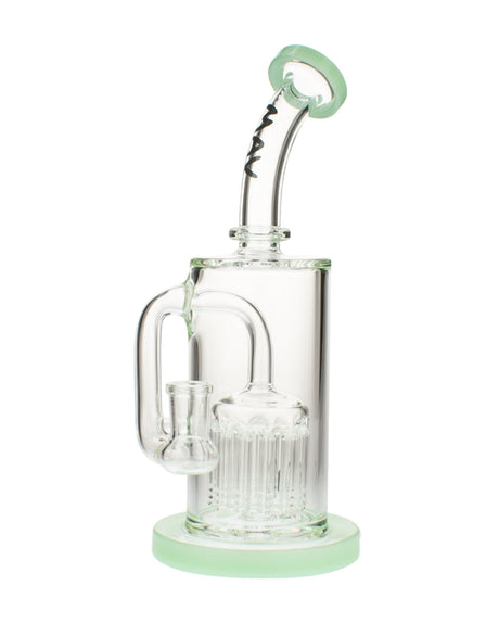 MAV Glass - 12 Arm Sycamore Tree Perc Bong in Sea Foam color, front view on white background