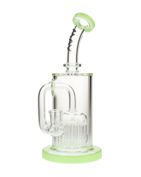 MAV Glass - 12 Arm Sycamore Tree Perc Bong in Slime color, front view, on white background