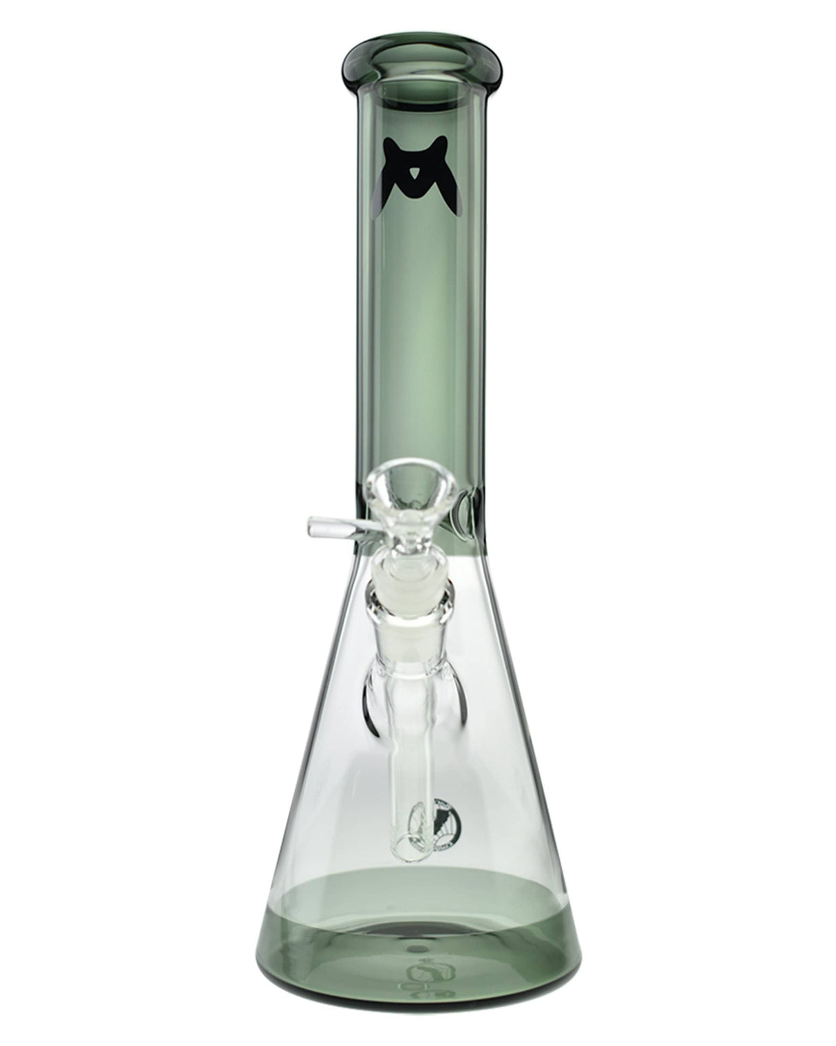 MAV Glass 12'' Full Color Beaker Bong in Charcoal, Front View with Clear Glass Percolator
