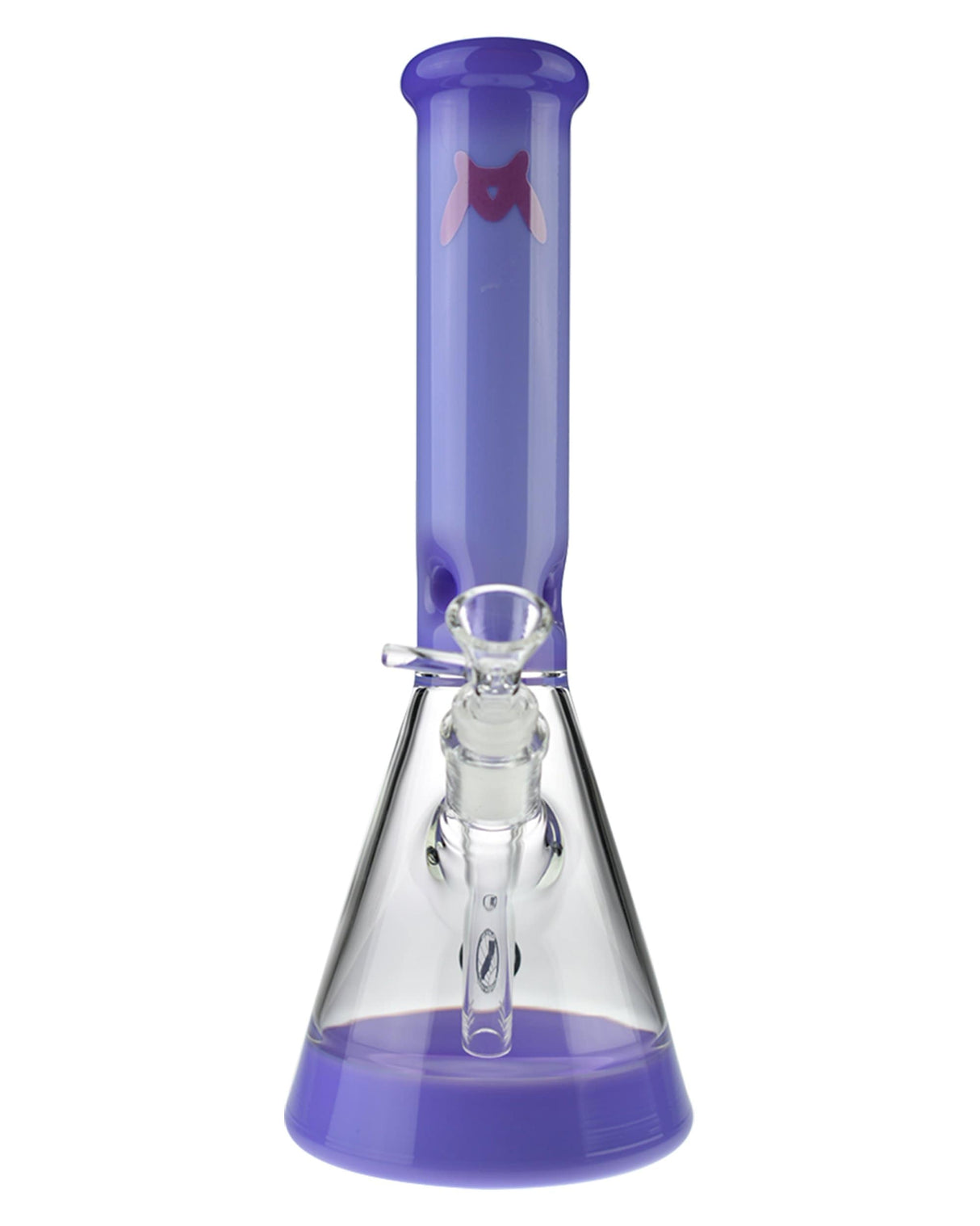 MAV Glass 12'' Full Color Beaker Bong in Purple with Clear Base and Glass on Glass Joint