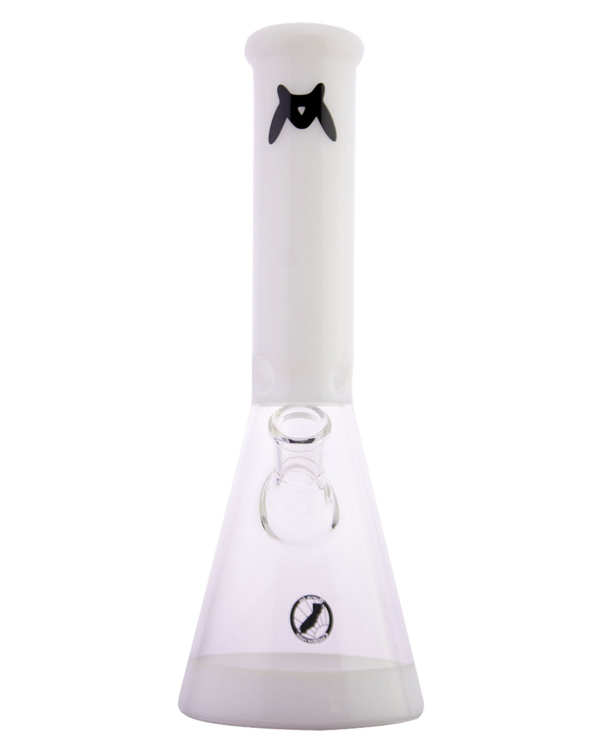 MAV Glass 12'' Full Color Beaker Bong in White with Glass on Glass Joint, Front View