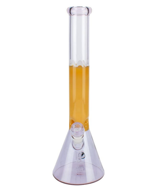 MAV Glass - 15" Yellow Beaker Bong with Clear Base, Front View, 5mm Thick Borosilicate
