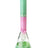MAV Glass 15" Beaker Bong in Clear, Green & Pink, Front View, 5mm Thick Borosilicate