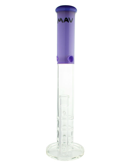 MAV Glass 17'' Triple Honeycomb Straight Tube Bong in Purple, Front View on White Background