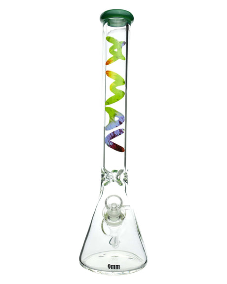 MAV Glass - 18" 9mm Special Decal Beaker Bong in Forest Tie Dye Design, Front View