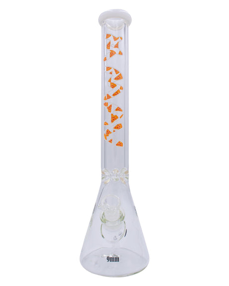 MAV Glass - 18" 9mm Special Decal Beaker Bong with White Pizza Design - Front View