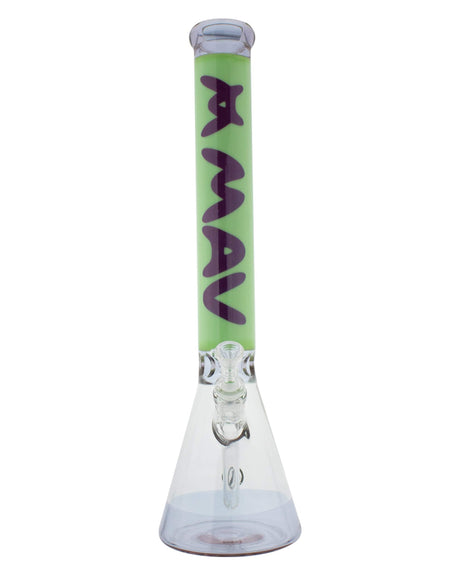 Front view of MAV Glass 18'' Hermosa Beaker Bong in Purple Slime with clear borosilicate glass