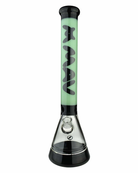 MAV Glass 18'' Hermosa Beaker Bong in Seafoam Black with Slitted Percolator, front view on white background