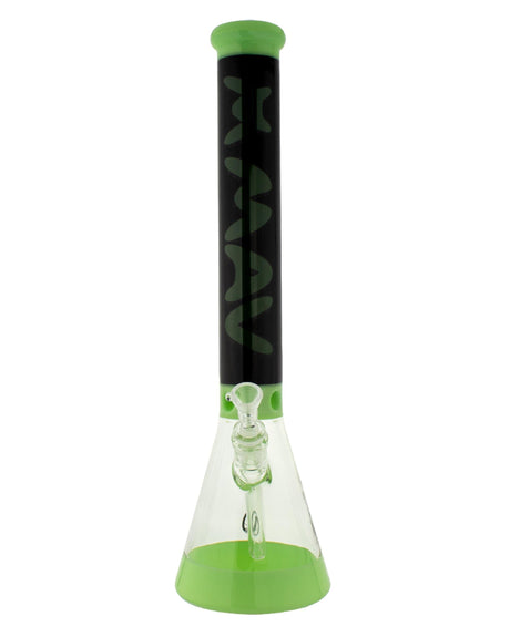 MAV Glass 18'' Hermosa Beaker Bong in Slime Black with Percolator, Front View on White Background