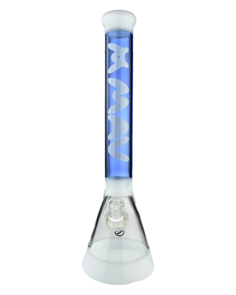 MAV Glass - 18'' Hermosa Beaker Bong in White Ink Blue, Front View on White Background