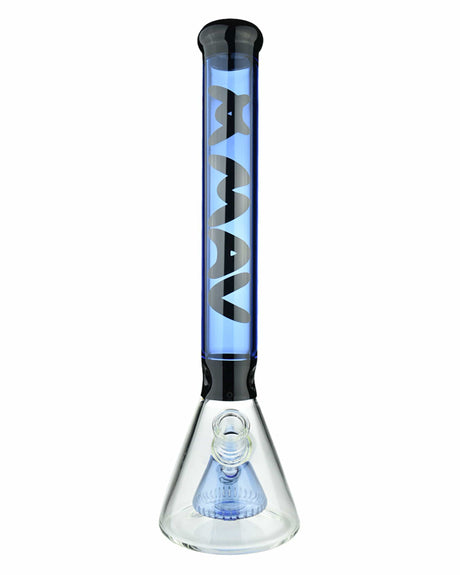 MAV Glass 18'' Redondo Pyramid Perc Beaker Bong in Black Ink Blue with clear borosilicate glass
