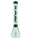 MAV Glass 18'' Redondo Pyramid Perc Beaker Bong in Black Seafoam, front view on white background