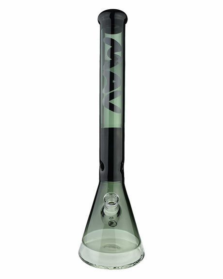 MAV Glass 18'' Two Tone Zebra Beaker Bong, black and clear with slitted percolator, front view on white background