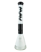 MAV Glass 18'' Two Tone Zebra Beaker Bong in White & Black, Front View, for Dry Herbs