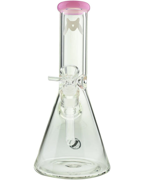 MAV Glass 44mm Color Top Beaker Bong in Clear with Pink Accents, Front View on White Background