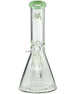 MAV Glass 44mm Color Top Beaker Bong in Seafoam, Front View, 10" Tall with Glass on Glass Joint