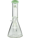 MAV Glass 44mm Color Top Beaker Bong in Seafoam, Front View, 10" Tall with Glass on Glass Joint