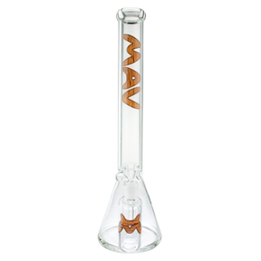 MAV Glass 18" Woodgrain Slab Beaker Bong with Ash Catcher, 5mm thick glass, front view