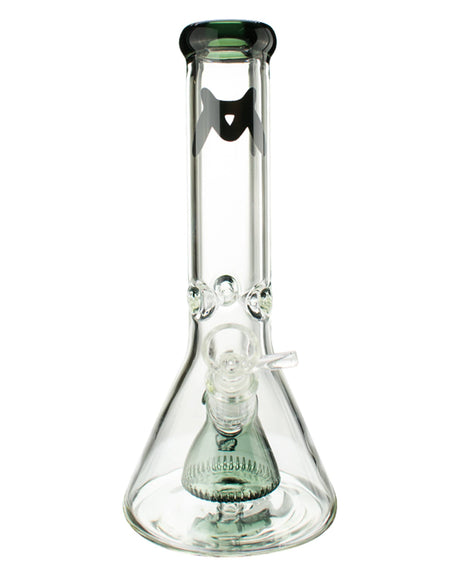 MAV Glass - 7mm Thick Beaker with Slitted Pyramid Perc, 45 Degree Joint, Front View on White