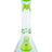 MAV Glass - 7mm Thick Beaker with Slitted Pyramid Perc in Green, Front View on White Background