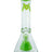 MAV Glass - 7mm Thick Green Slitted Pyramid Perc Beaker, Front View on White Background
