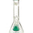 MAV Glass 7mm Thick Teal Beaker with Slitted Pyramid Perc, Front View on White Background