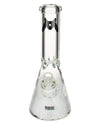 MAV Glass - 9mm Classic Beaker Bong in Clear with Black Accents, Front View on White Background
