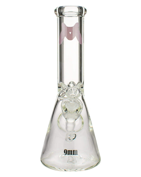 MAV Glass - 9mm Classic Beaker Bong in Clear with Purple Accents, Front View