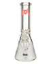 MAV Glass - 9mm Classic Beaker Bong in Clear with Red Accents, Front View
