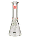 MAV Glass - 9mm Classic Beaker Bong in Clear with Red Accents, Front View
