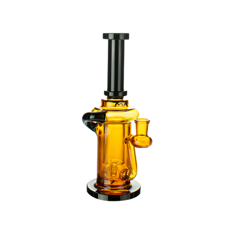 MAV Glass - Abalone Cove Incycler Dab Rig, Single Uptake, 9", Black and Gold Variant, Front View