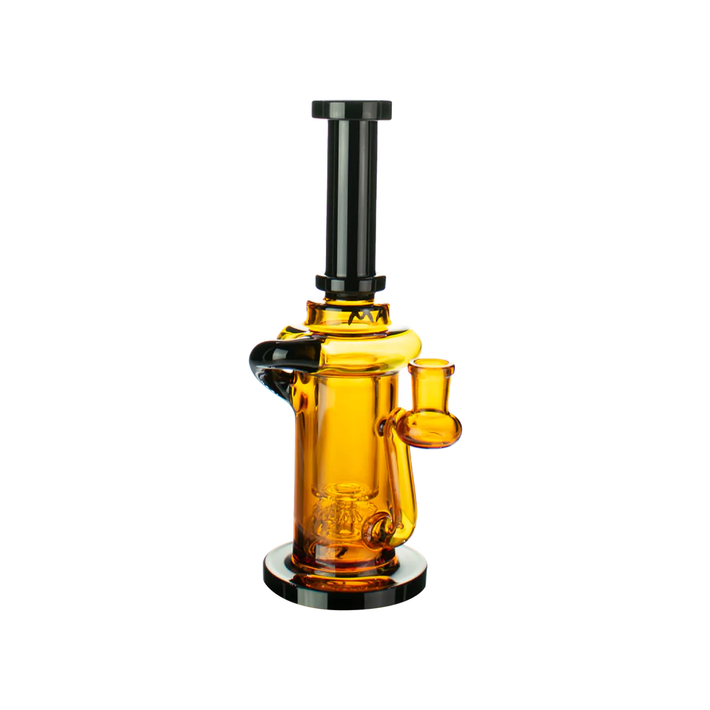 MAV Glass - Abalone Cove Incycler Dab Rig, Single Uptake, 9", Black and Gold Variant, Front View