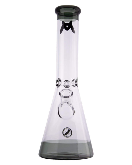 MAV Glass - Black Accent Beaker Bong with Clear Borosilicate Glass, Front View on White Background